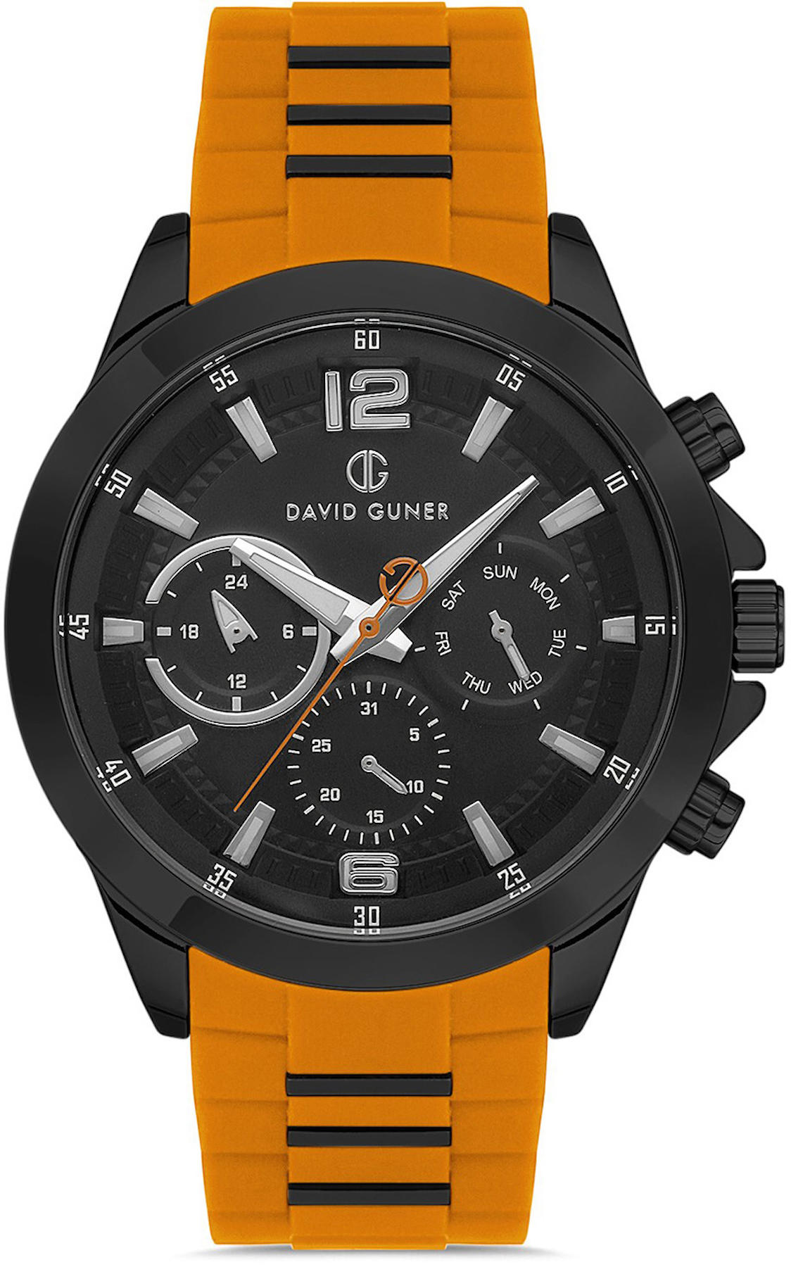 David Guner DG-8615GD-ZQ2 Takvimli 42 mm Turuncu Metal Kordon Analog Kol Saati