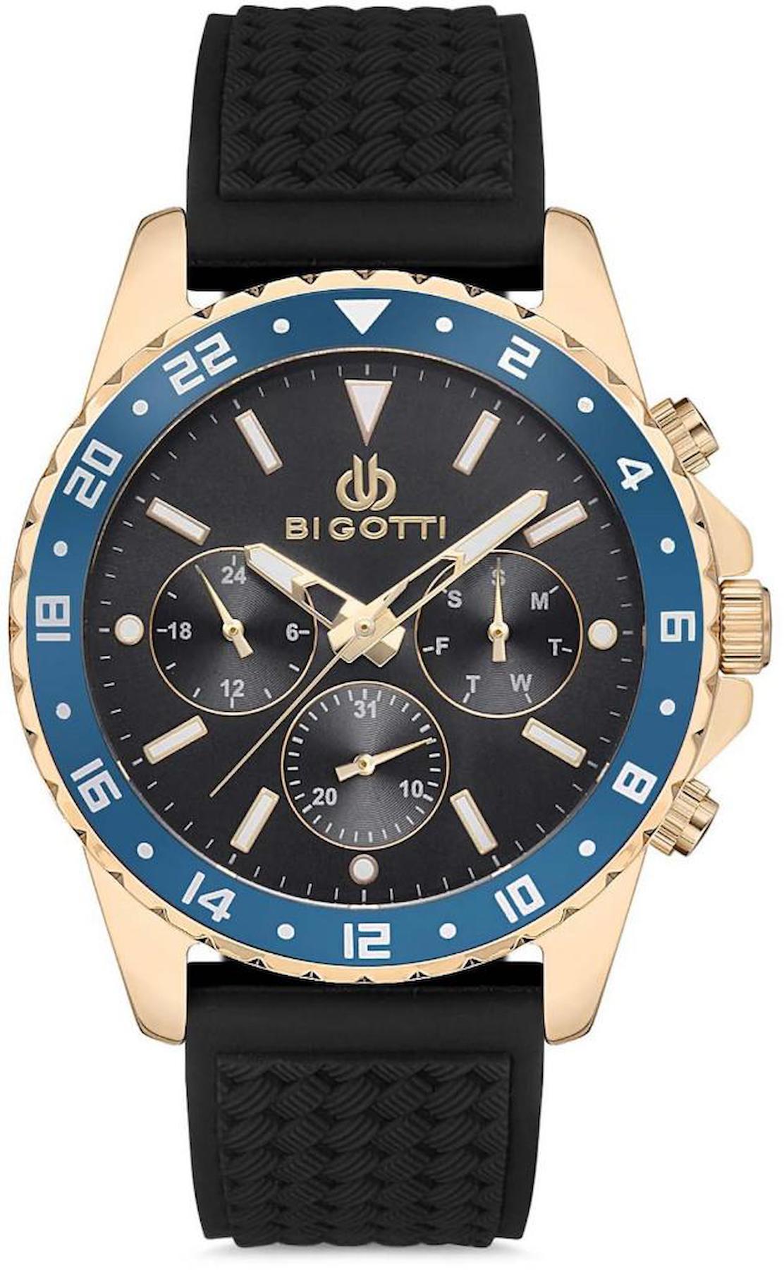 Bigotti BG.1.10144.3 Takvimli 44 mm Siyah Silikon Kordon Analog Erkek Kol Saati