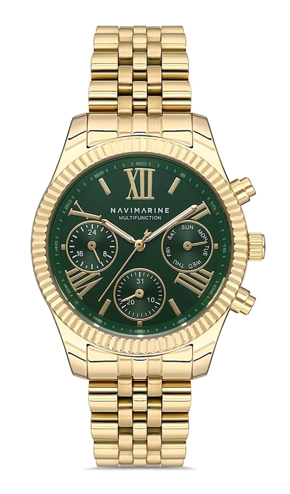 Navimarine NM025-06 Takvimli 36 mm Altın Çelik Kordon Analog Kol Saati