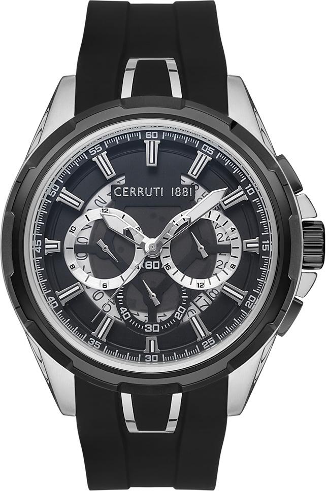 Cerruti 1881 CRA31201 Takvimli Siyah Silikon Kordon Analog Erkek Kol Saati