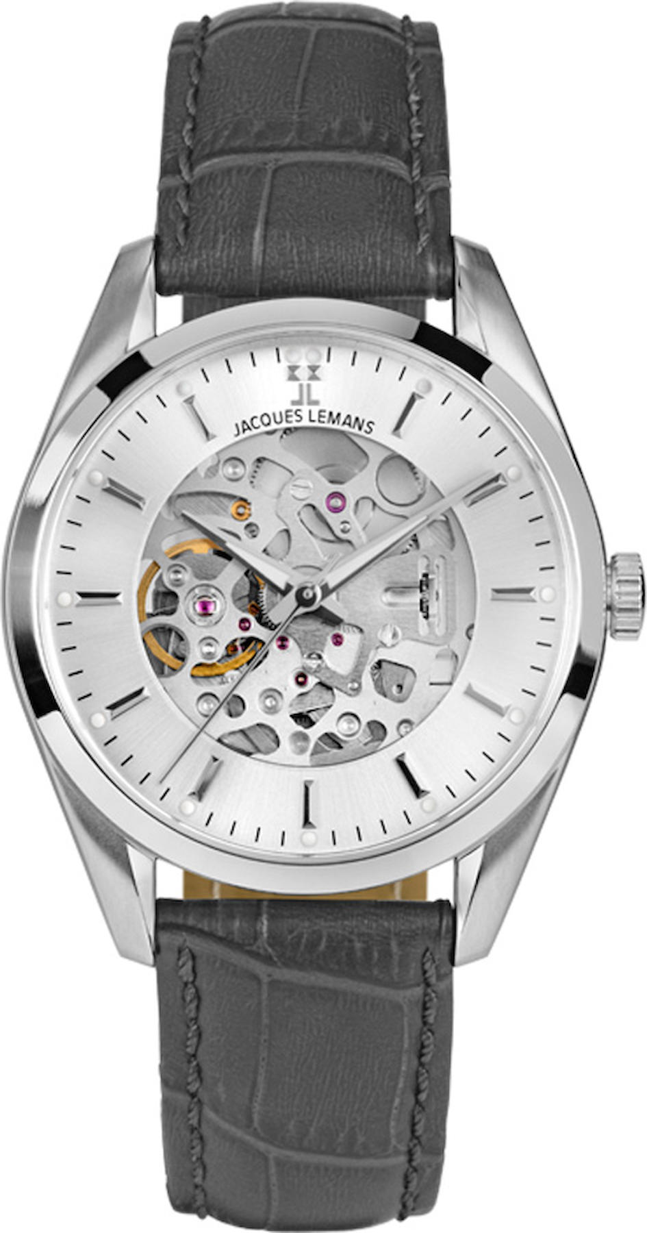 Jacques Lemans 1-2087A 40 mm Gri Deri Kordon Analog Kol Saati