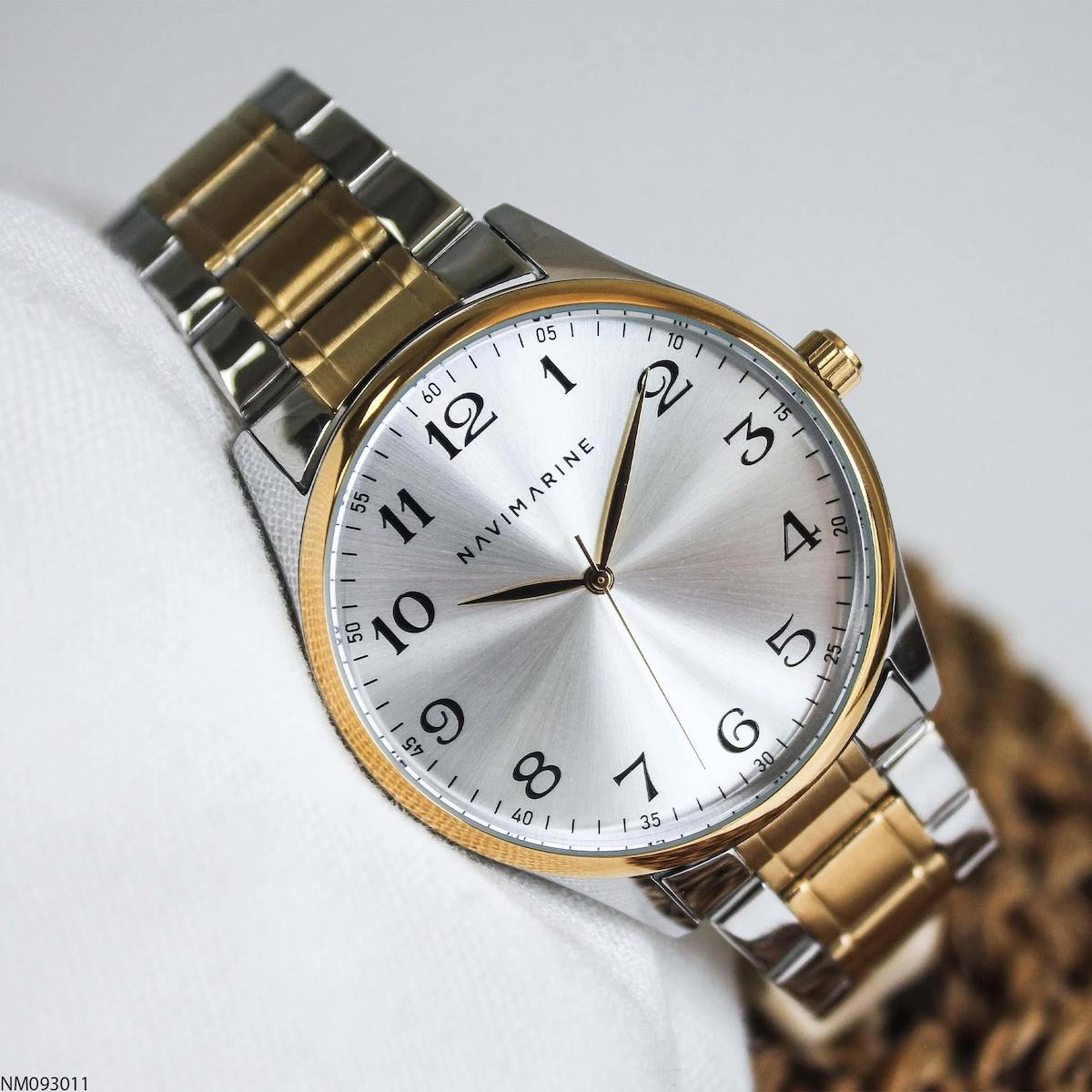Navimarine NM093011 Takvimli 45 mm Altın-Çelik Kordon Analog Erkek Kol Saati