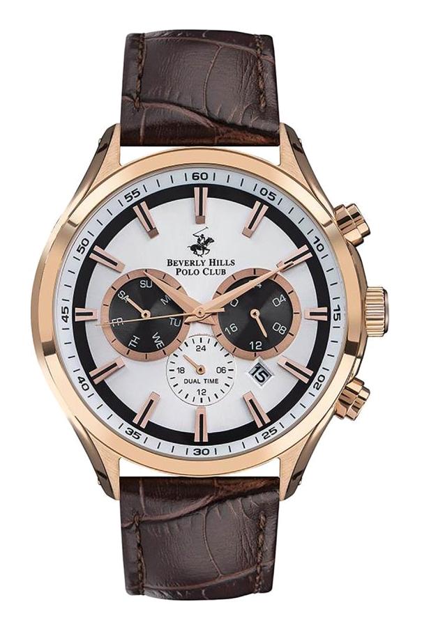 Beverly Hills Polo Club BP3112X432 Takvimli 46 mm Kahverengi Deri Kordon Analog Erkek Kol Saati