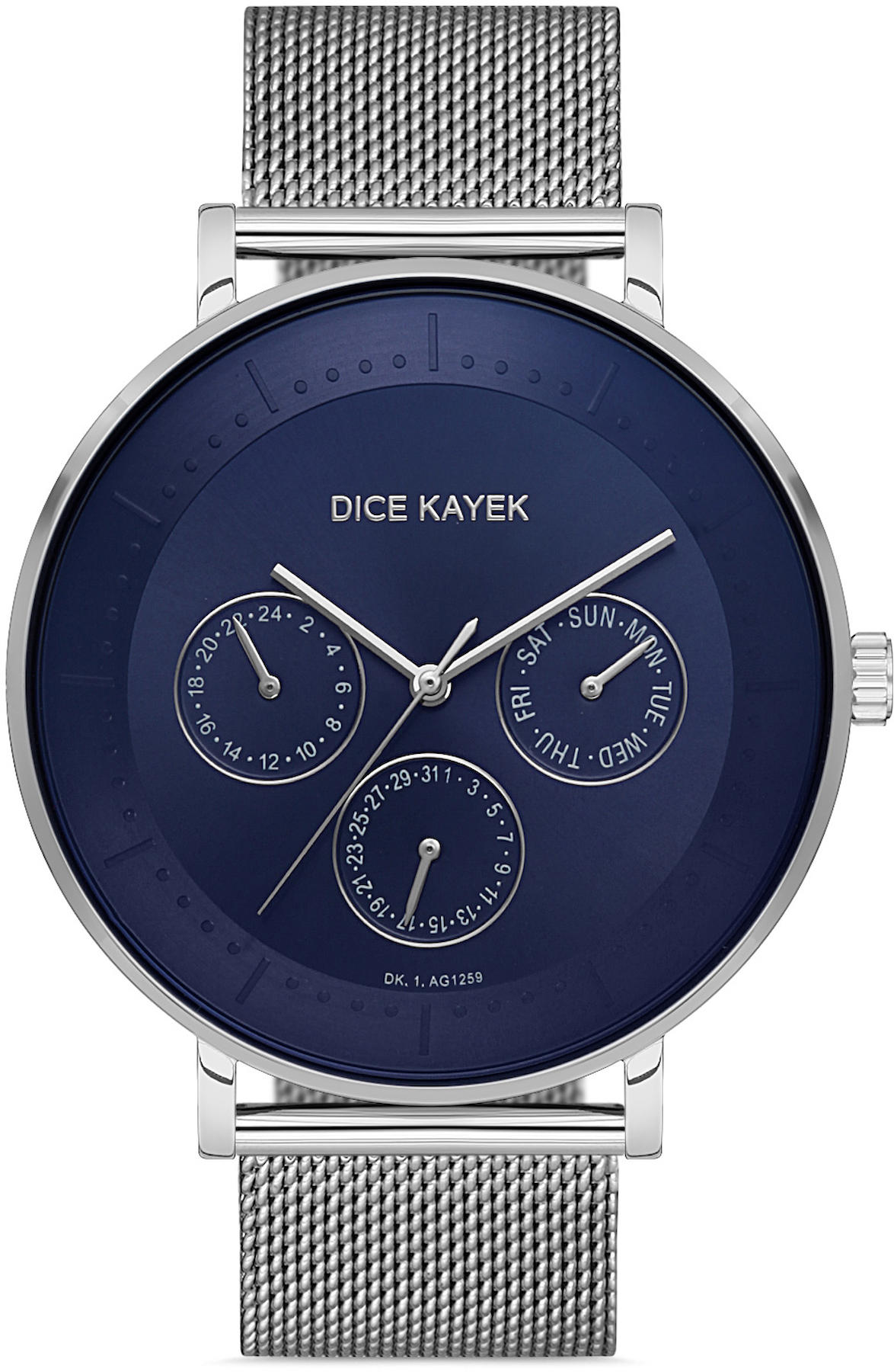 Dice Kayek DK.1.AG1259.03 Takvimli 42 mm Mavi Metal Kordon Analog Kol Saati