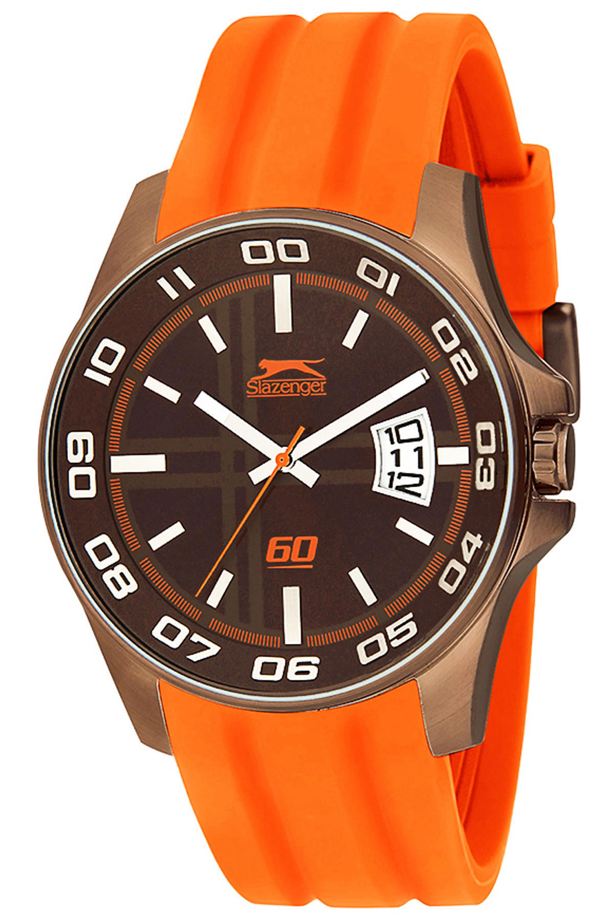 Slazenger SL.1198.04 Takvimli 42 mm Turuncu Silikon Kordon Analog Erkek Kol Saati