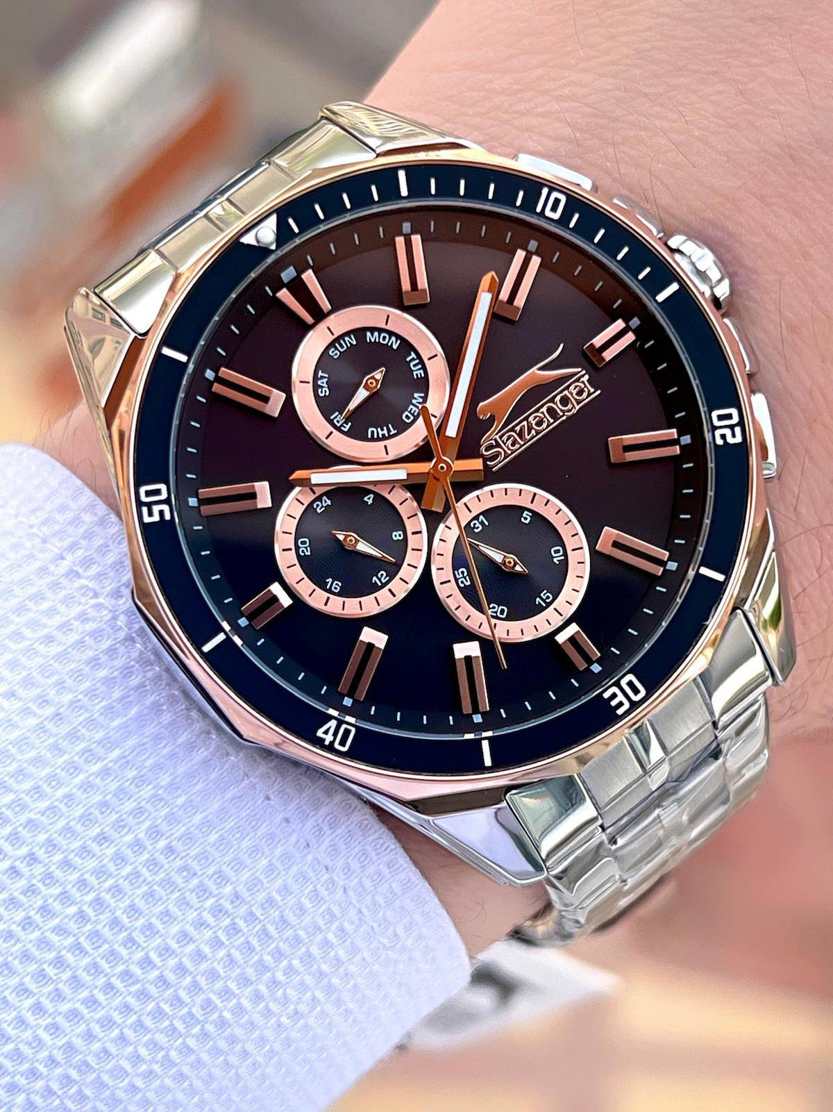 Slazenger SL.2245.2.02 Takvimli 48 mm Çelik Kordon Analog Erkek Kol Saati