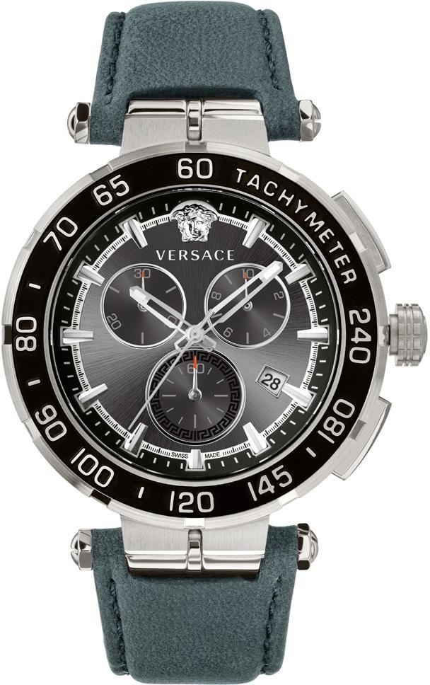 Versace VRSCVEPM00120 Takvimli 45 mm Füme Deri Kordon Analog Erkek Kol Saati