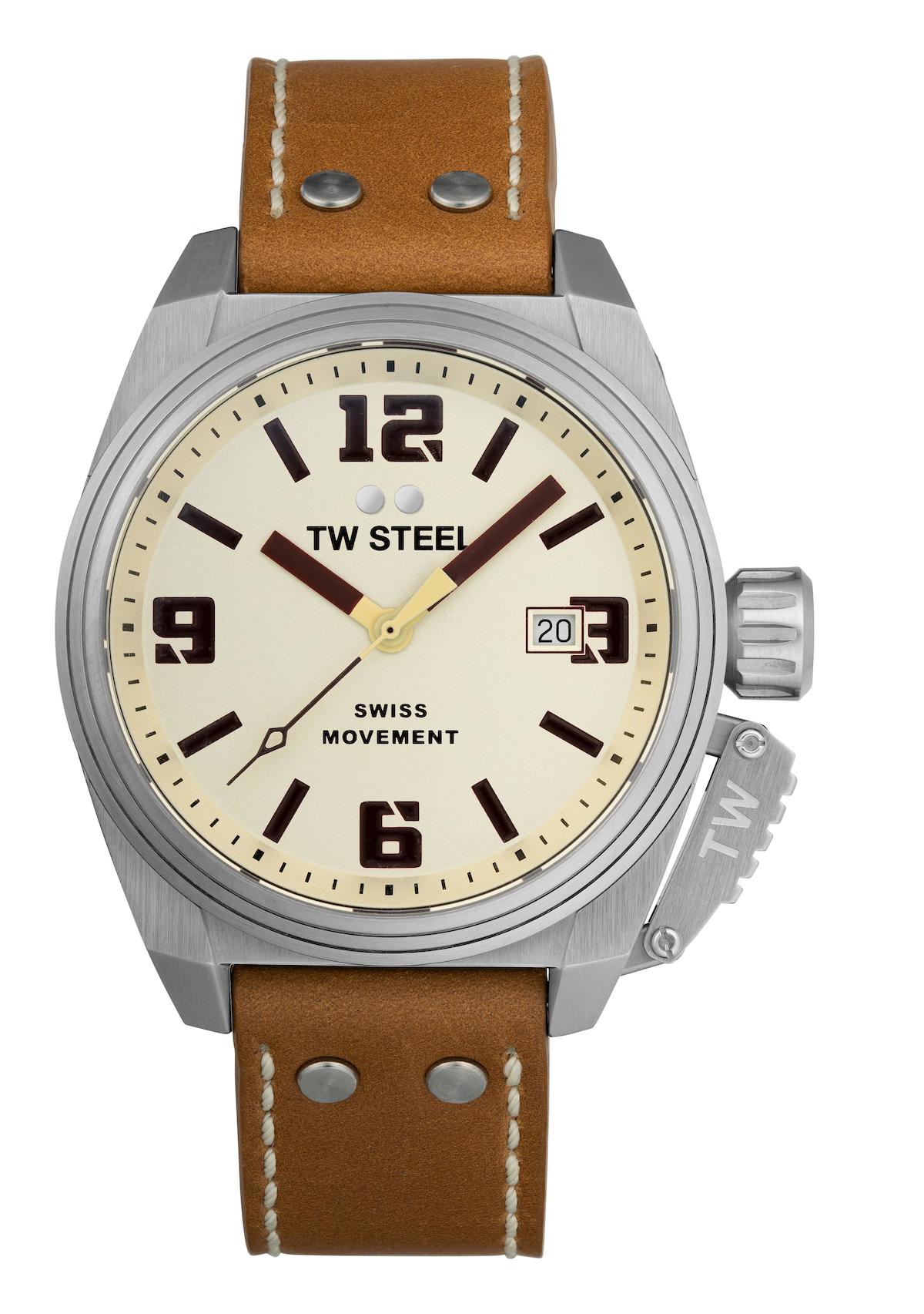 Tw Steel TW-TW1100 Takvimli 42 mm Kahverengi Deri Kordon Analog Erkek Kol Saati