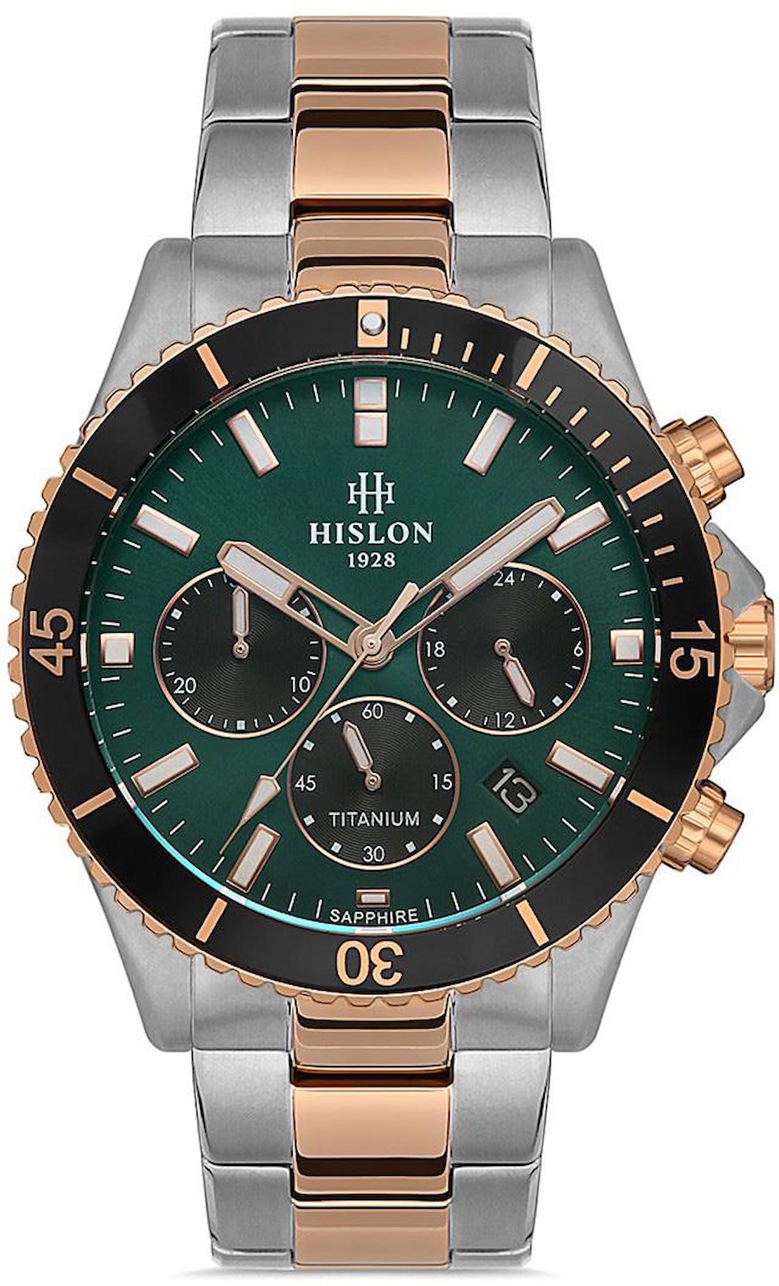 Hislon MS138V-15SR Pusulalı Takvimli 44 mm Gri-Rose Gold Çelik Kordon Analog Erkek Kol Saati