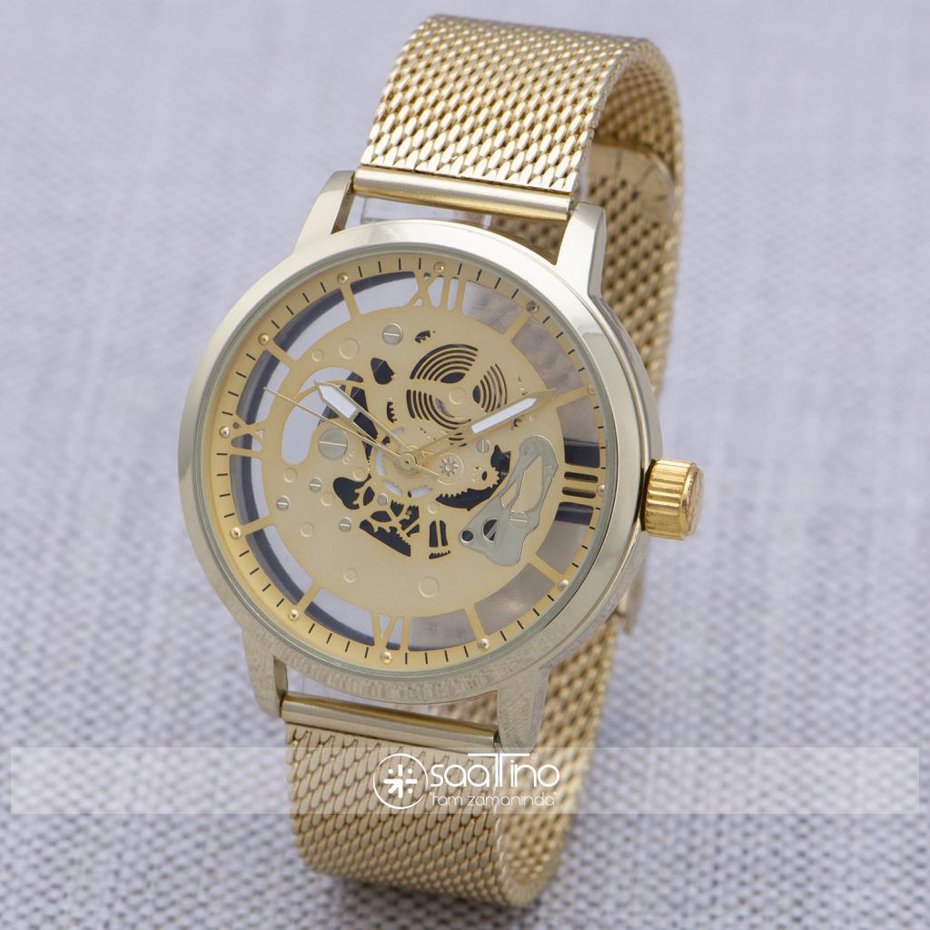 Saattino ST-303851 44 mm Altın Çelik Kordon Analog Erkek Kol Saati
