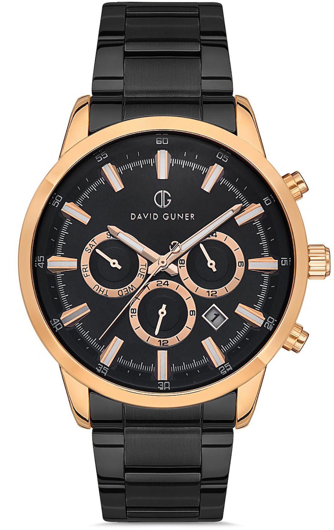 David Guner DG-8392GA-R2 Takvimli 42 mm Siyah Çelik Kordon Analog Kol Saati