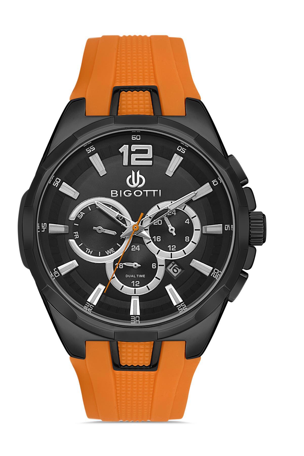 Bigotti BG.1.10322.6 Takvimli 45 mm Turuncu Silikon Kordon Analog Erkek Kol Saati