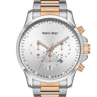 Northwest NW-2105-E Takvimli 41-45 mm Gri-Rose Gold Çelik Kordon Analog Kol Saati