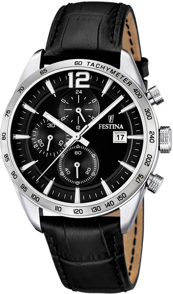 Festina F16760-4 Takvimli 43 mm Siyah Deri Kordon Analog Kol Saati