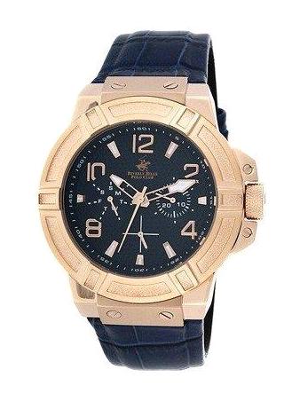 Beverly Hills Polo Club BH54908ER Takvimli 44 mm Lacivert Deri Kordon Analog Erkek Kol Saati