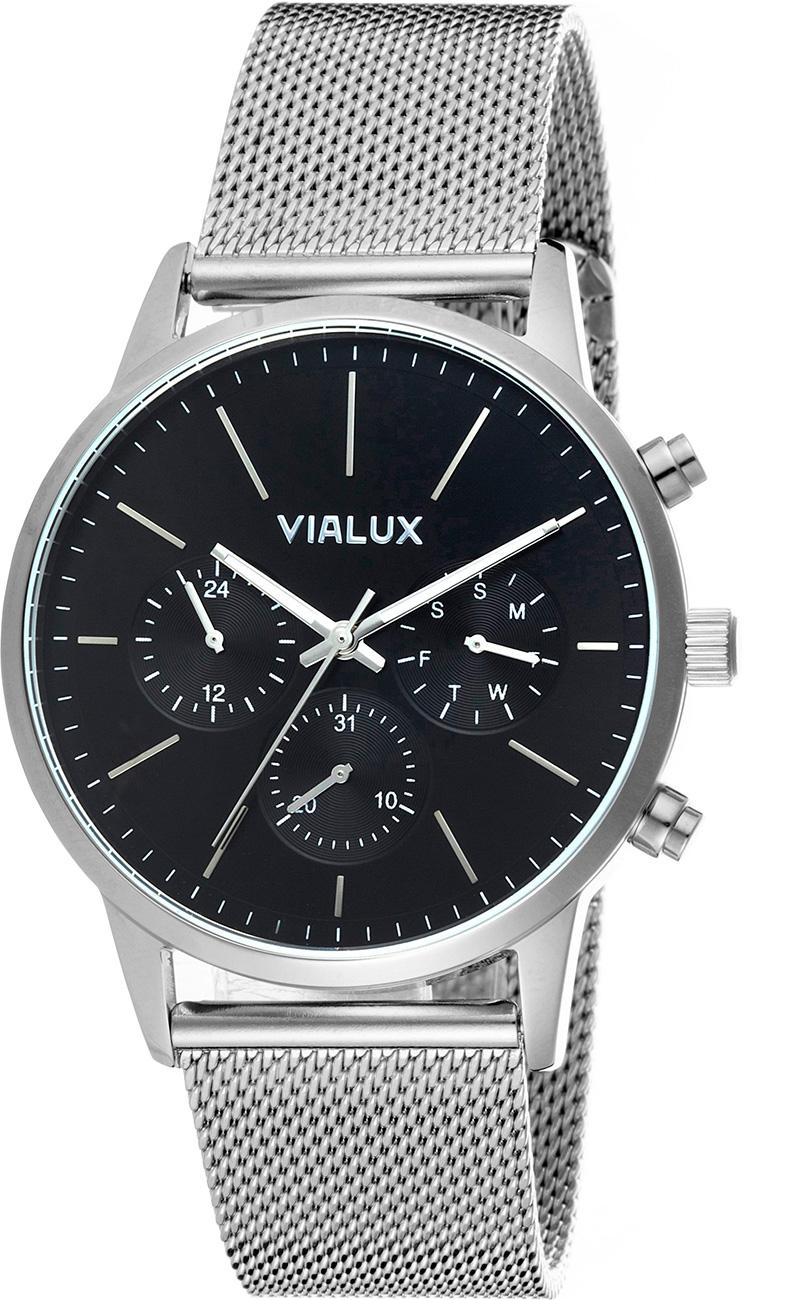 Vialux VX524S-04SS Takvimli 43 mm Çelik Kordon Analog Kol Saati