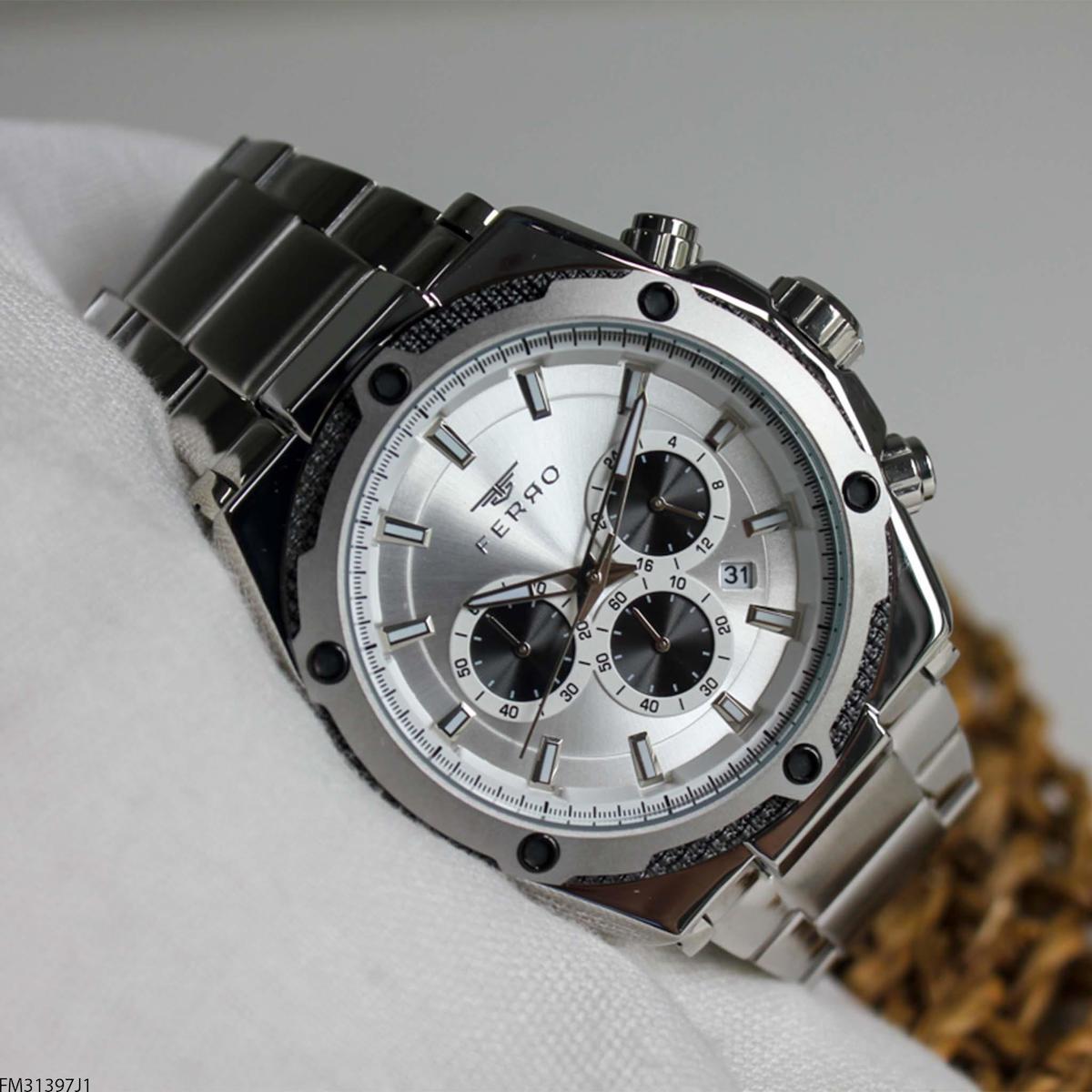 Ferro FM31397J1 Takvimli 48 mm Çelik Kordon Analog Erkek Kol Saati
