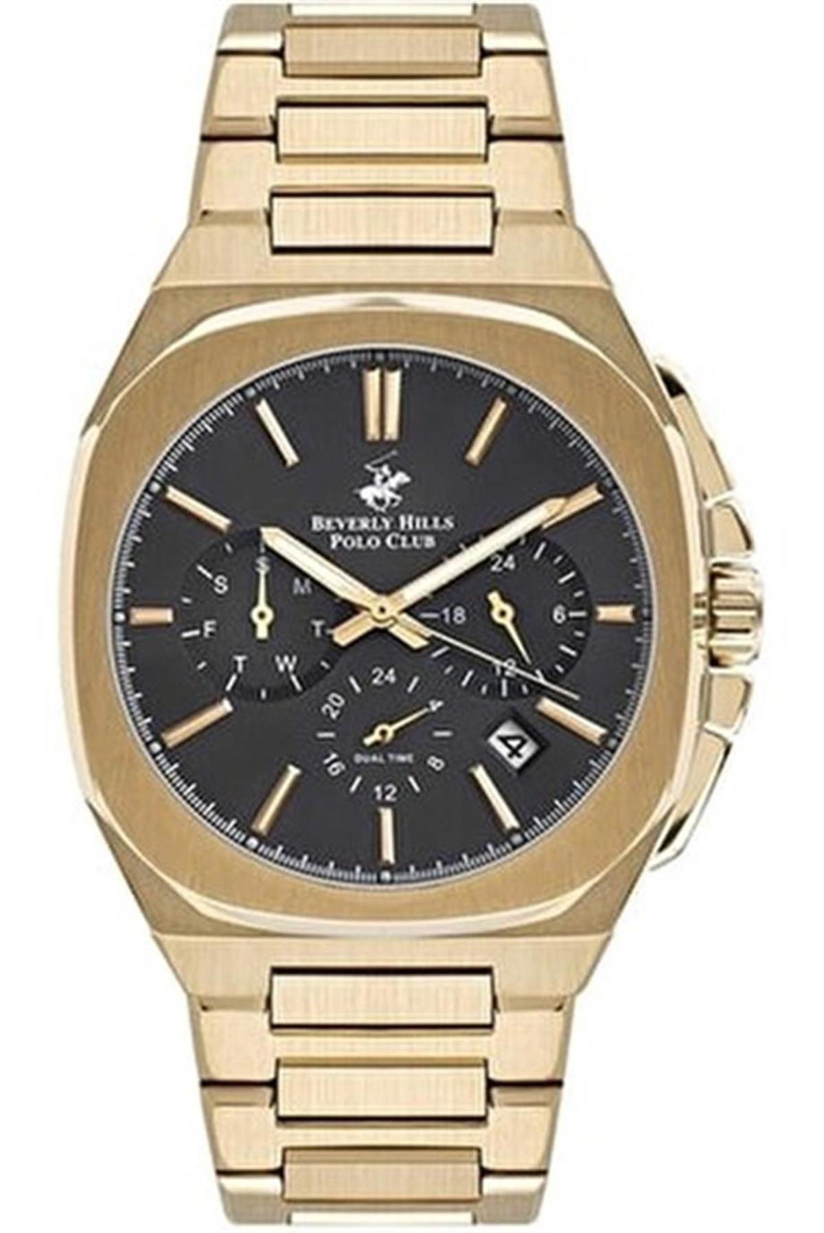 Beverly Hills Polo Club BP3210X150 Takvimli 44 mm Altın Çelik Kordon Analog Erkek Kol Saati