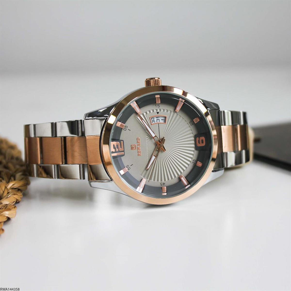 Reward RWA144358 Takvimli 44 mm Gri-Rose Gold Çelik Kordon Analog Erkek Kol Saati