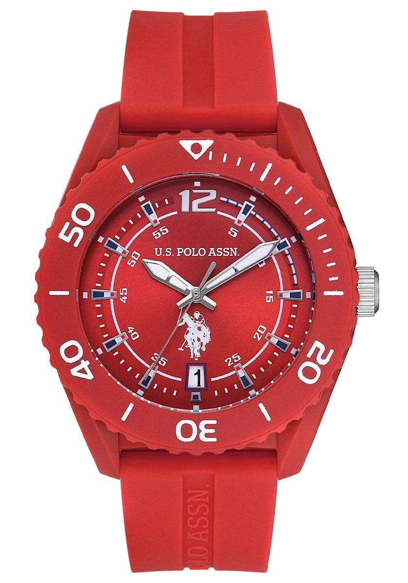 U.S. Polo Assn USPA4001-02 Takvimli 45 mm Kırmızı Silikon Kordon Analog Erkek Kol Saati