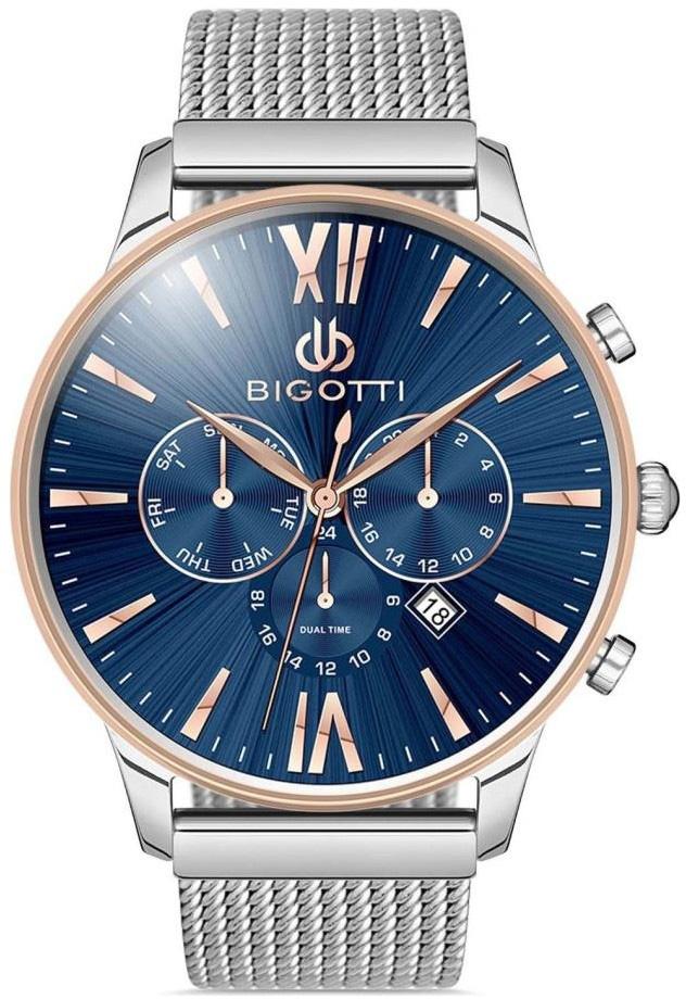Bigotti BG.1.10258.4 Takvimli 45 mm Çelik-Hasır Kordon Analog Erkek Kol Saati