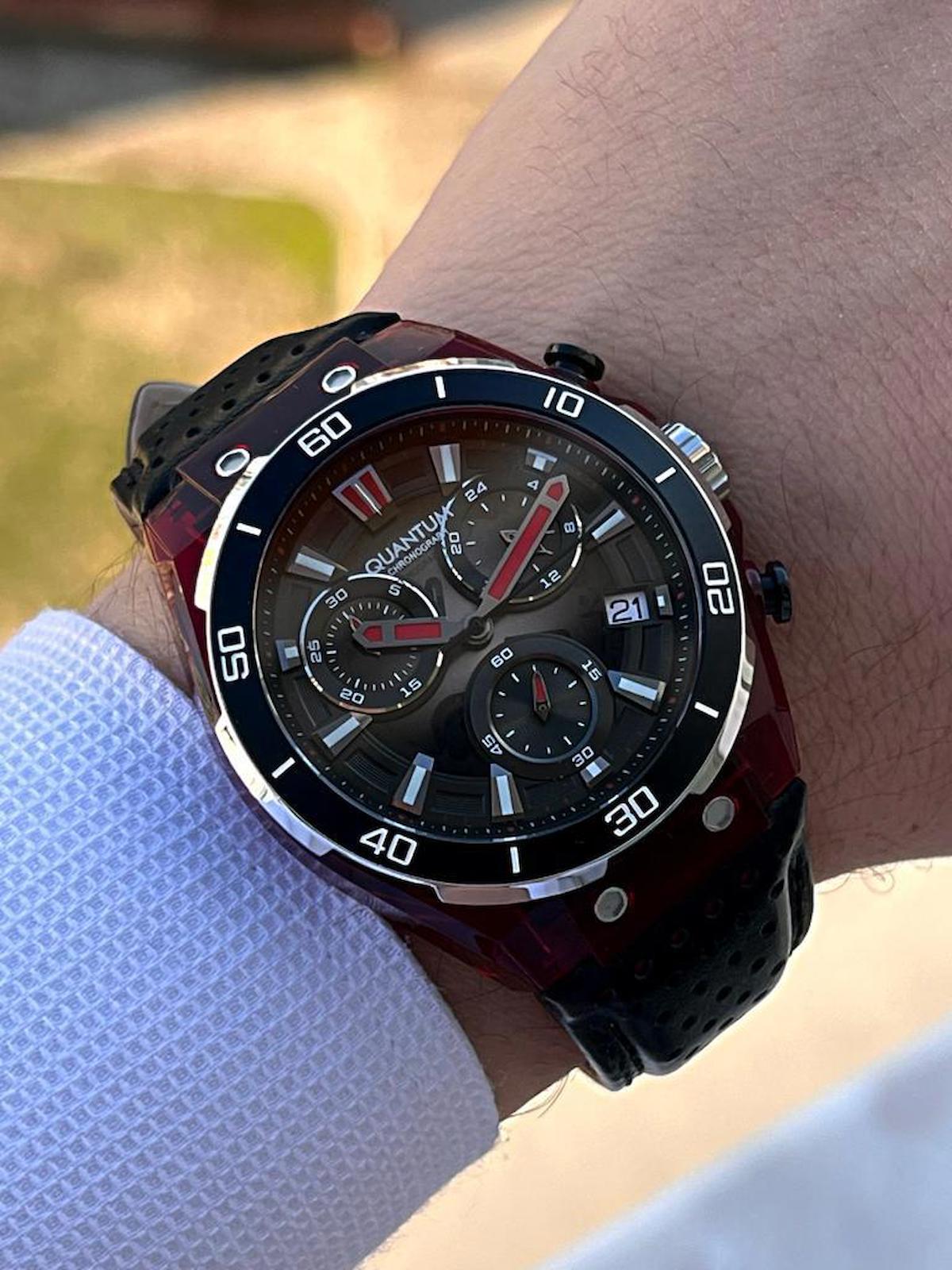 Quantum QPWG1107.851 Takvimli 40 - 44 mm Siyah Deri Kordon Analog Erkek Kol Saati