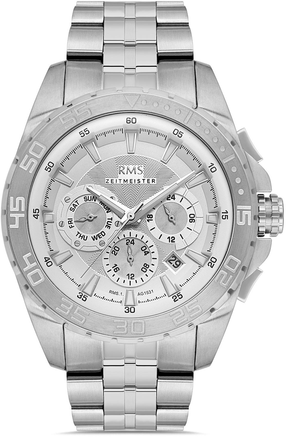 Romanson RMS.1.AG1531.01 Takvimli 44 mm Çelik Kordon Analog Kol Saati