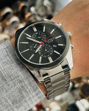 Jg. Polo Club JPC.0622.1653.1 Takvimli 45 mm Çelik Kordon Analog Erkek Kol Saati