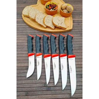 Lazbisa Soft Grip 6 Parça Çeyiz Mutfak Kurban Bıçak Seti Et Ekmek Sebze Meyve Bıçak