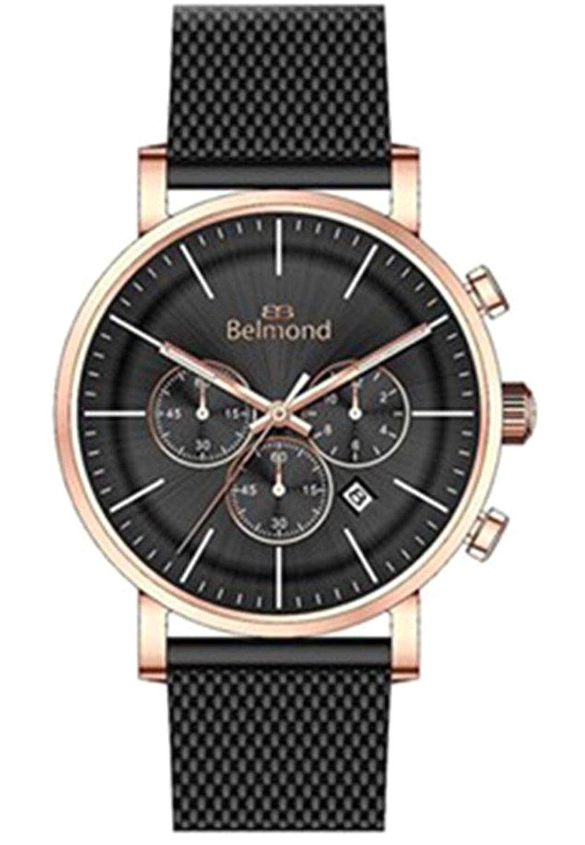 Belmond KNG1019450 Takvimli 43 mm Siyah Çelik Kordon Analog Erkek Kol Saati