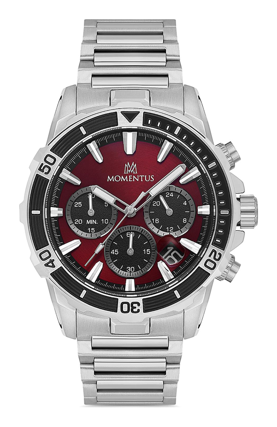 Momentus SM357T-14SS Takvimli 45 mm Çelik Kordon Analog Erkek Kol Saati