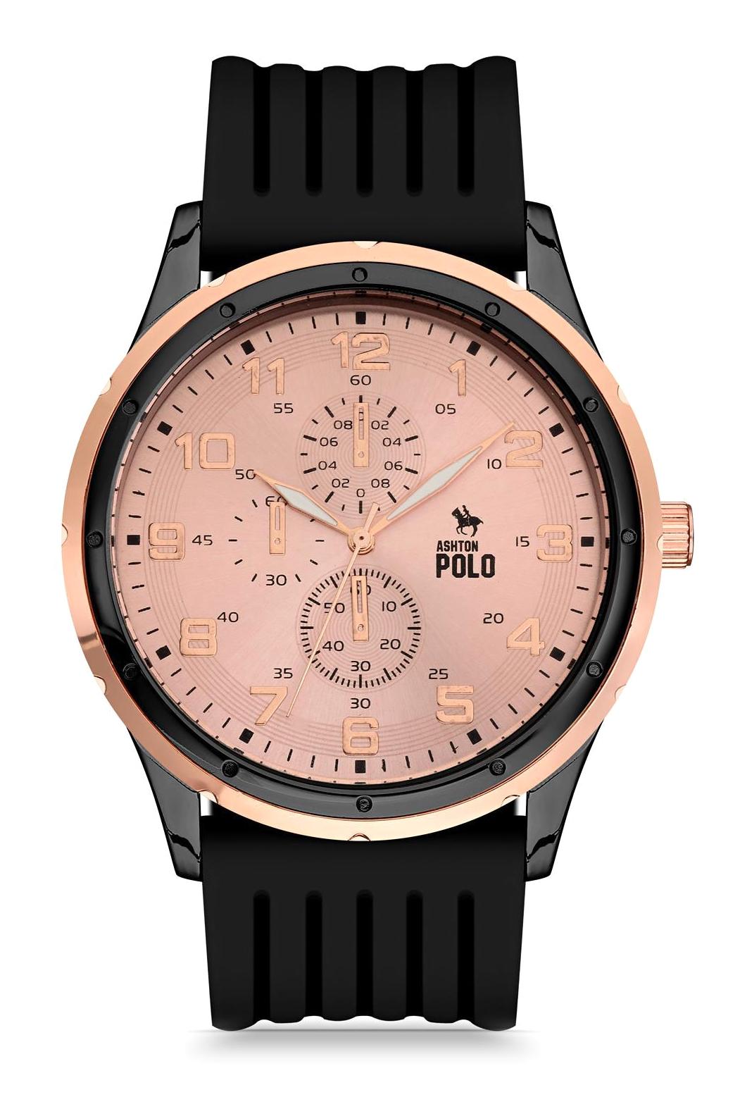 Ashton Polo ZED24004 Takvimli 44 mm Siyah Silikon Kordon Analog Erkek Kol Saati