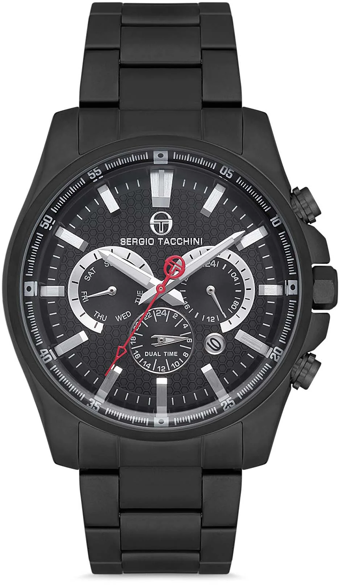 Sergio Tacchini ST.1.10118.5 Takvimli 44 mm Siyah Çelik Kordon Analog Kol Saati