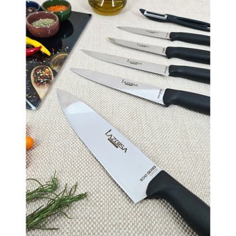 Lazbisa Echo Şef Çantalı Sofra Mutfak Bıçak Seti 8 Parça Masat Soyacak Et Ekmek Sebze Meyve Bıçak