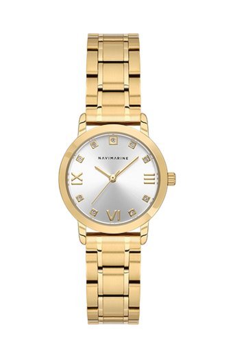 Navimarine NM184-02 28 mm Altın Çelik Kordon Analog Kol Saati