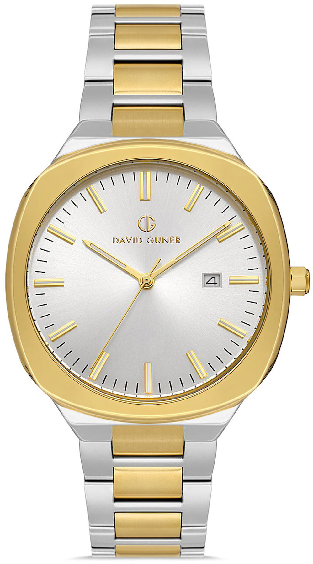 David Guner DG-8413GA-D1 Takvimli 42 mm Altın-Çelik Kordon Analog Kol Saati