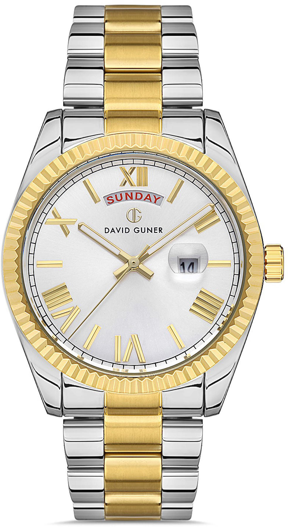 David Guner DG-8329GA2-D1 Takvimli 42 mm Altın-Metal Kordon Analog Kol Saati