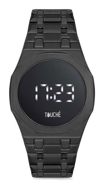 Touche T3434 Takvimli 45 mm Siyah Çelik Kordon Analog Erkek Kol Saati