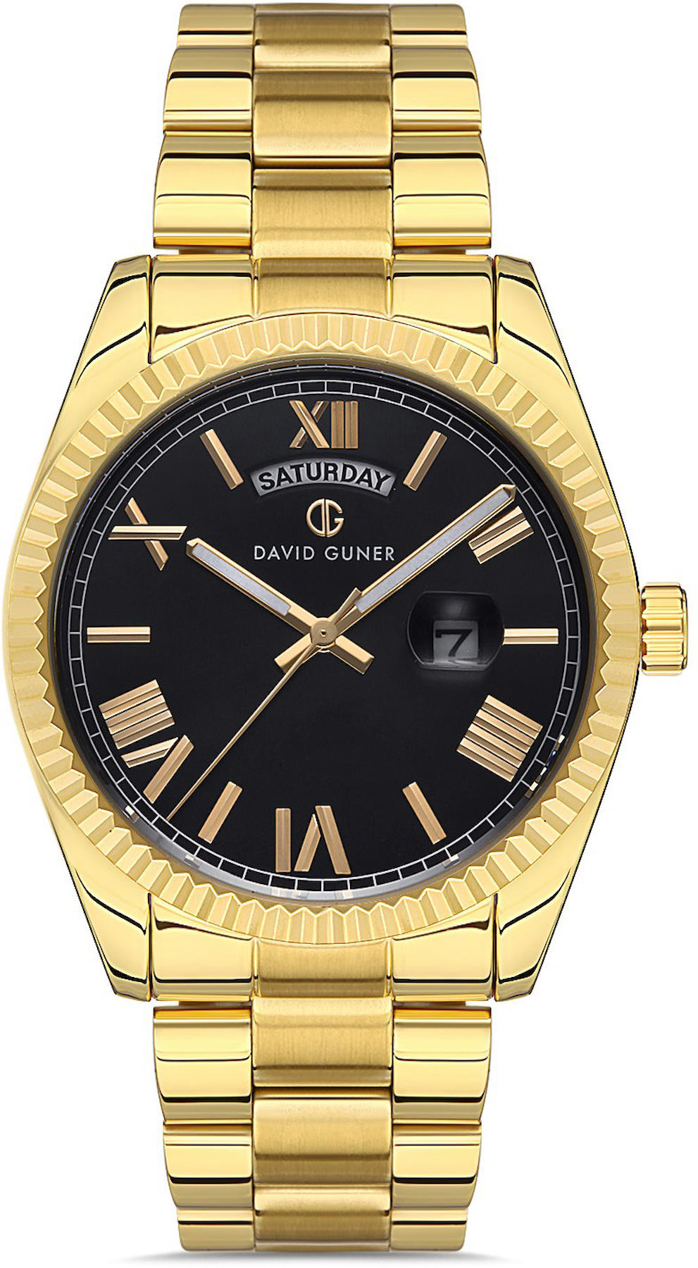David Guner DG-8329GA2-B2 Takvimli 42 mm Altın Metal Kordon Analog Kol Saati