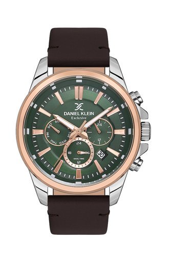 Daniel Klein DKE.1.10556.4 Takvimli 45 mm Kahverengi Deri Kordon Analog Erkek Kol Saati