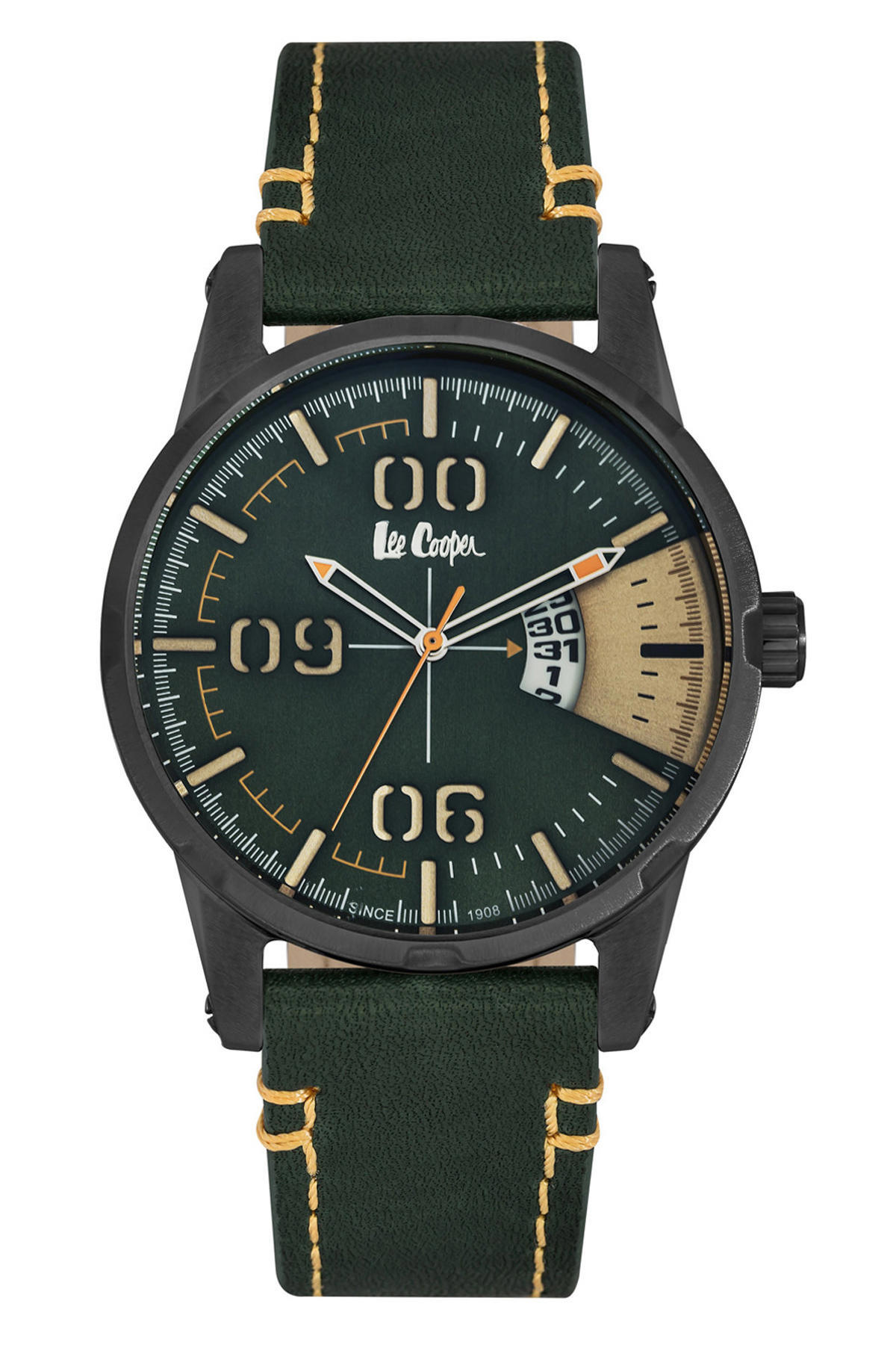Lee Cooper LC06195.655 Takvimli 45 mm Yeşil Deri Kordon Analog Erkek Kol Saati