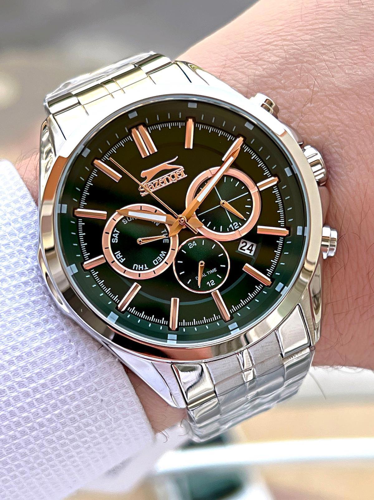 Slazenger SL.1898.2.05 Takvimli 48 mm Çelik Kordon Analog Erkek Kol Saati