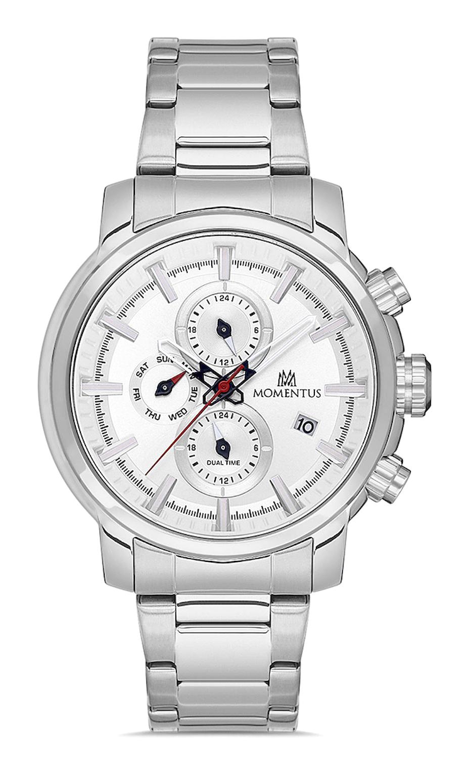 Momentus CC302S-02SS Takvimli 44 mm Çelik Kordon Analog Erkek Kol Saati