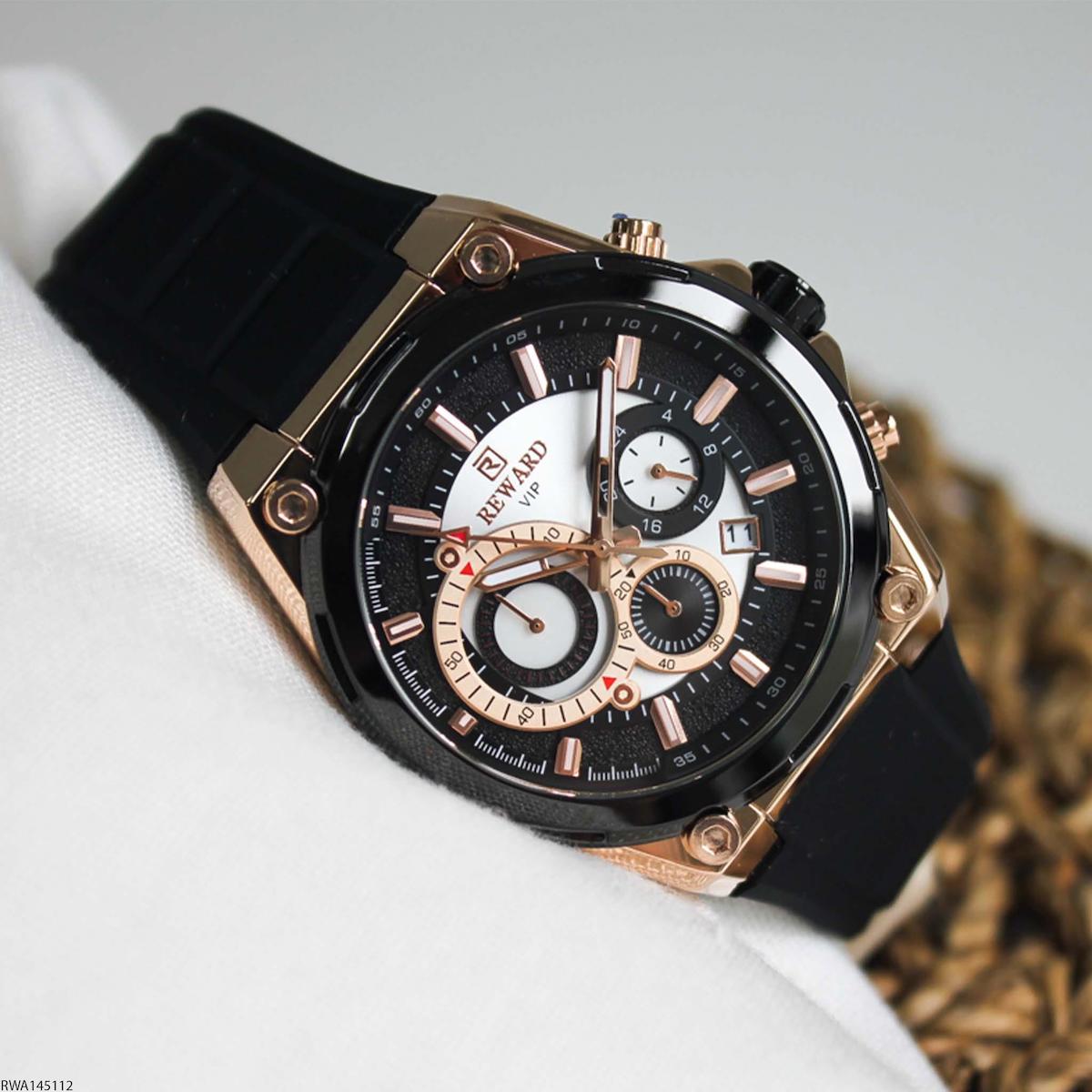 Reward RWA145112 Takvimli 47 mm Siyah Silikon Kordon Analog Erkek Kol Saati
