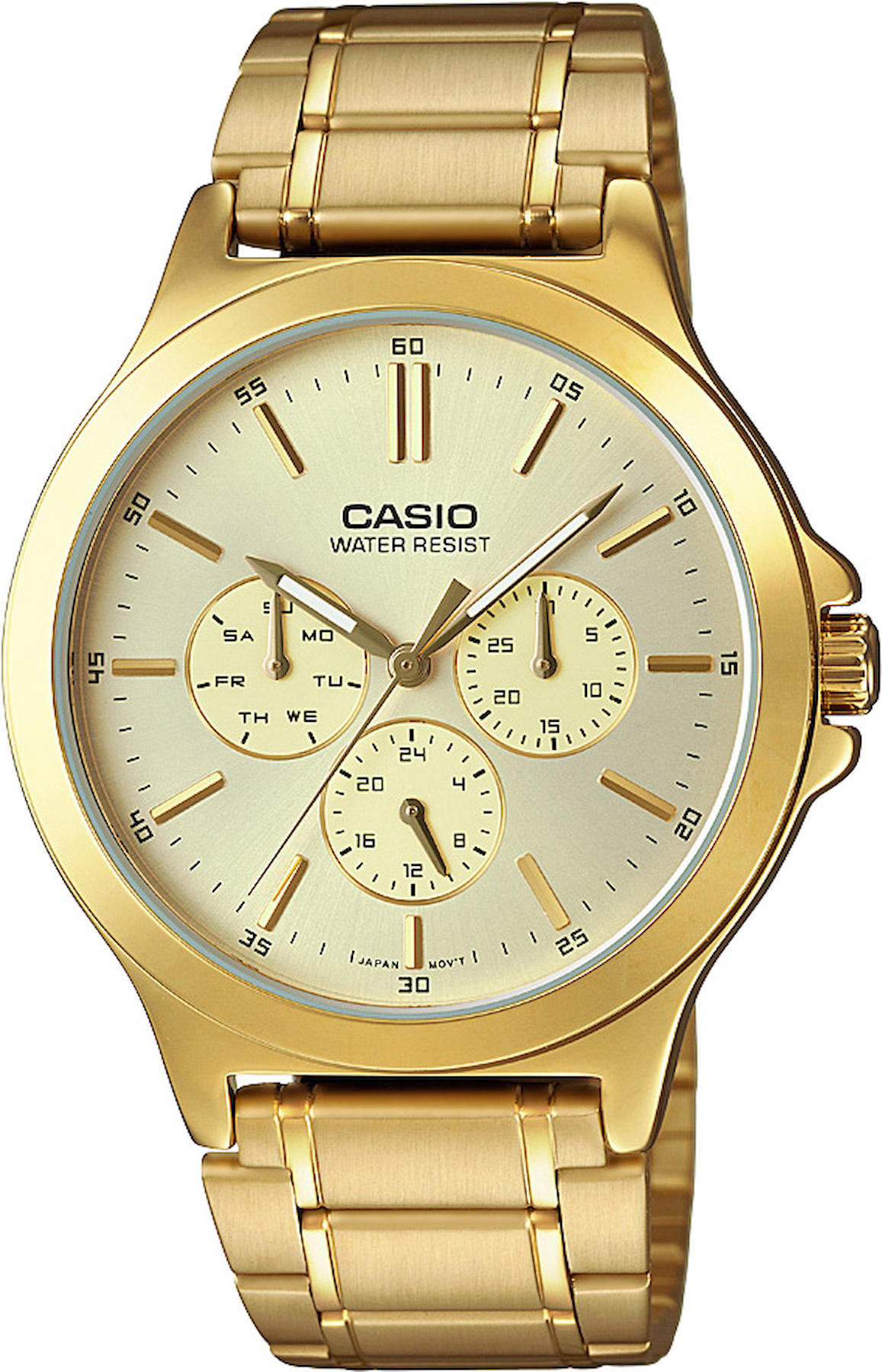 Casio MTP-V300G-9A Takvimli Altın Çelik Kordon Analog Kol Saati