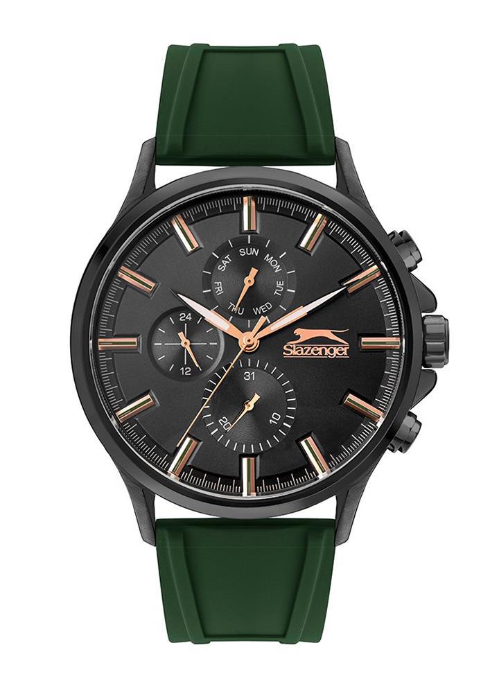 Slazenger SL.09.1805.2.02 Takvimli 45 mm Yeşil Silikon Kordon Analog Erkek Kol Saati