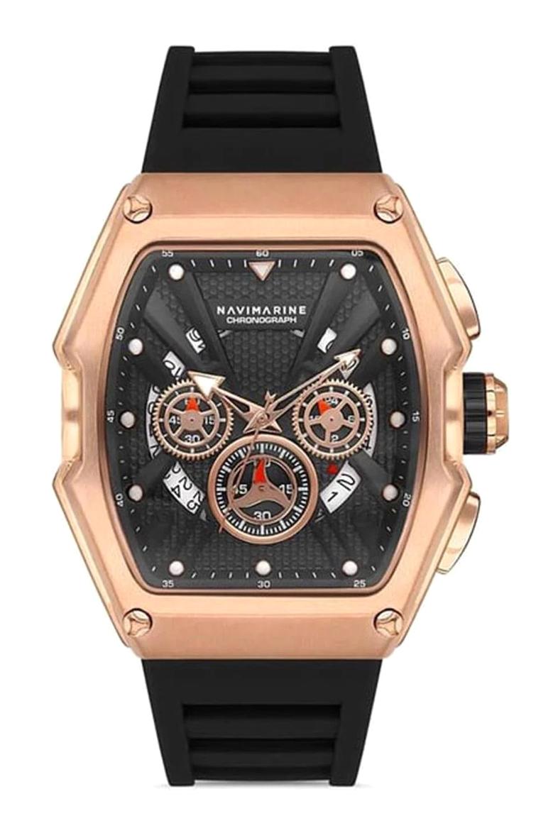 Navimarine NT0015-9 Takvimli Siyah Silikon Kordon Analog Erkek Kol Saati