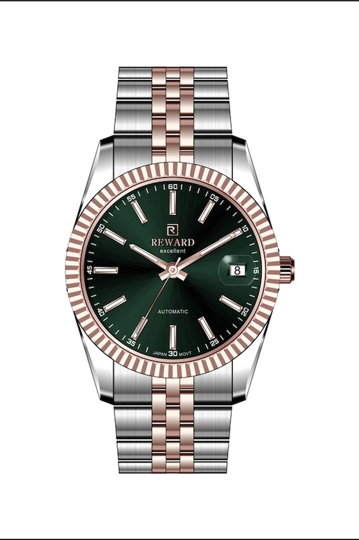 Reward A144344 Takvimli 40 mm Gri-Rose Gold Çelik Kordon Analog Erkek Kol Saati
