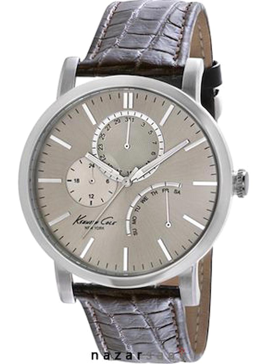 Kenneth Cole KC1945 Takvimli 44 mm Kahverengi Deri Kordon Analog Erkek Kol Saati