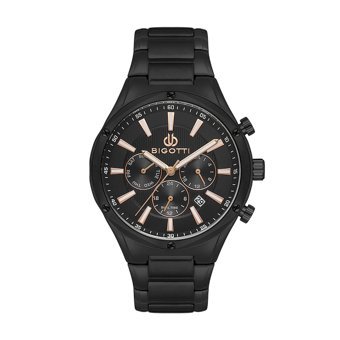 Bigotti BG.1.10461.4 Takvimli 46 mm Siyah Çelik Kordon Analog Erkek Kol Saati